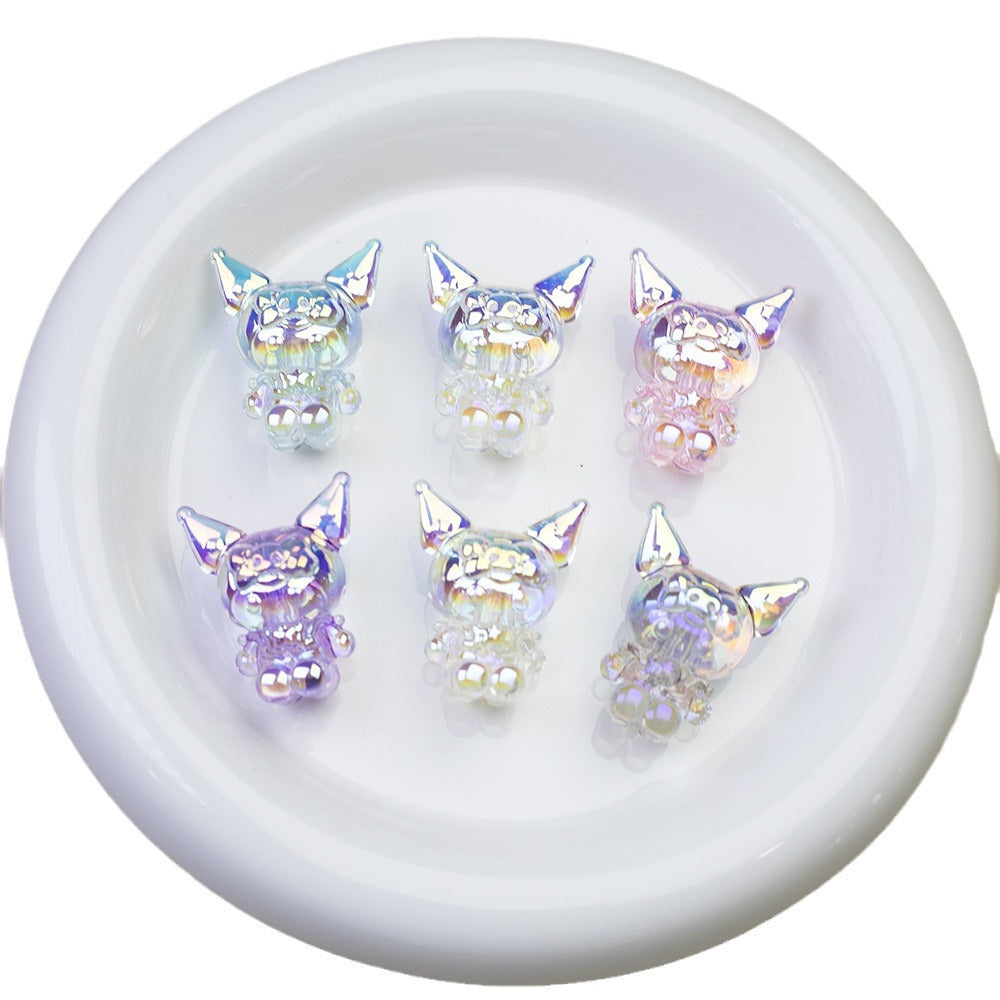 Plating Kuromi Acrylic Beads 32mm Transparent Mixed Colors 20pcs 5