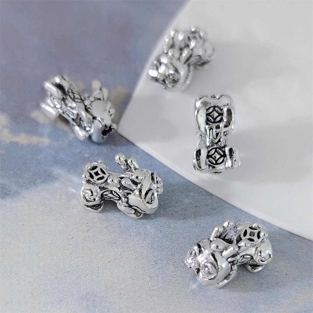 Mythical Chinese Fortune Beast Metal Beads 13mm Antique Silver Gold Bright Silver 30pcs 3