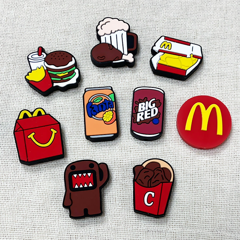Silicone Focal Beads Fanta Burger Fries Snacks Red Smiling Face 20pcs 3