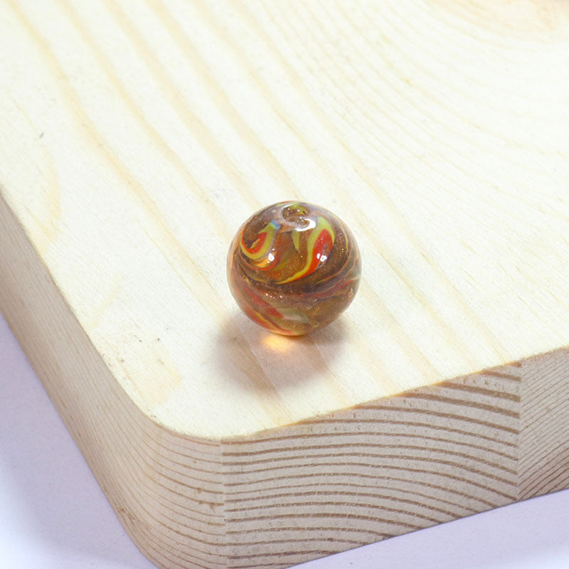Lampwork Glass Beads Round 12/14mm Transparent Phoenix Tail Gold Foil 5pcs 12