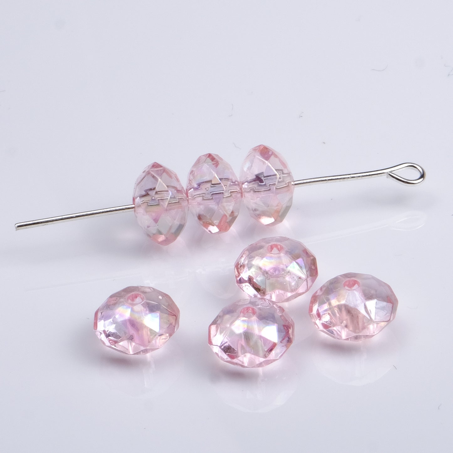 Acrylic Faceted Flat Spacer Beads 8mm Clear Plating 500pcs 8