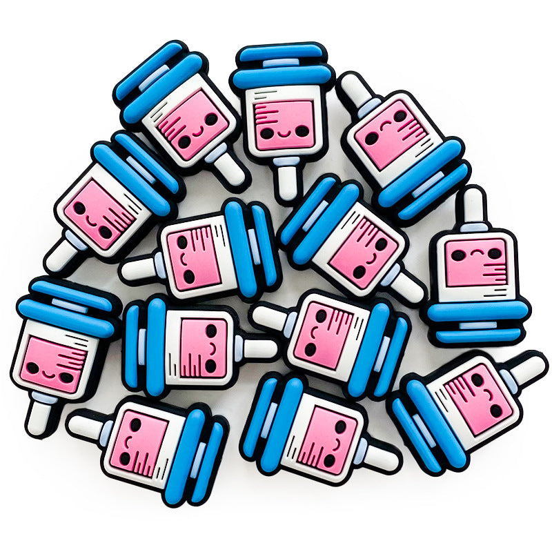 Silicone Focal Beads Syringe Smiling Face Medical Vibe 20pcs 3