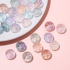 Transparent Floral Round Glass Beads 13mm Pastel Mixed 20pcs