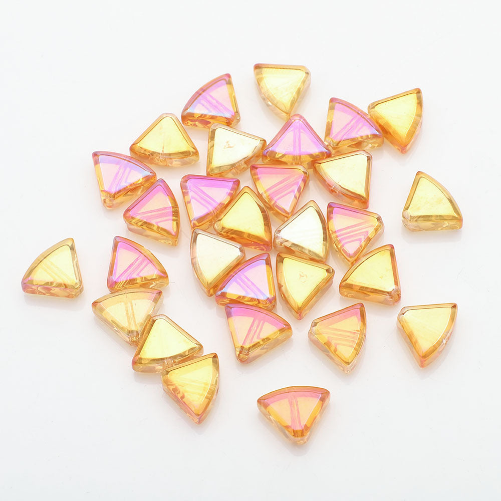 Electroplated Fan-Shaped Glass Beads 10mm Iridescent Pastel 30pcs 9
