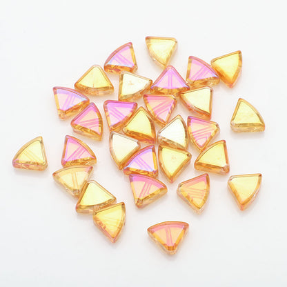 Electroplated Fan-Shaped Glass Beads 10mm Iridescent Pastel 30pcs 9