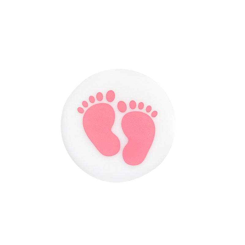 Silicone Focal Beads Nature Theme Circle Badge Love Mom 10pcs 15
