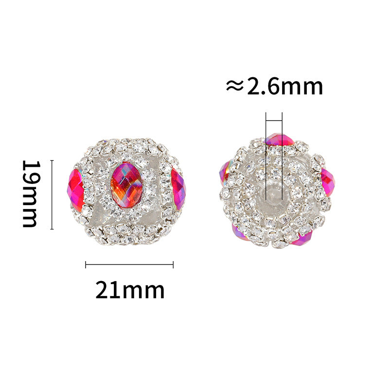Embellished Bubblegum Beads 21mm Fancy Full Rhinestone Round 10pcs 4