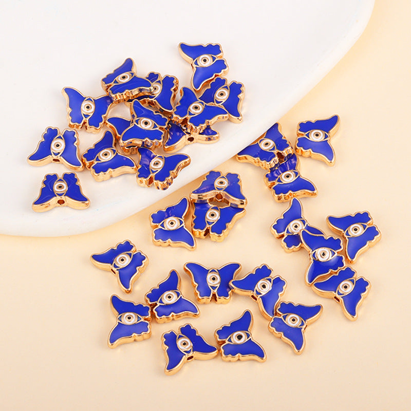 Irregular Shaped Metal Beads Double-Sided Enamel Evil Eye 20pcs 15