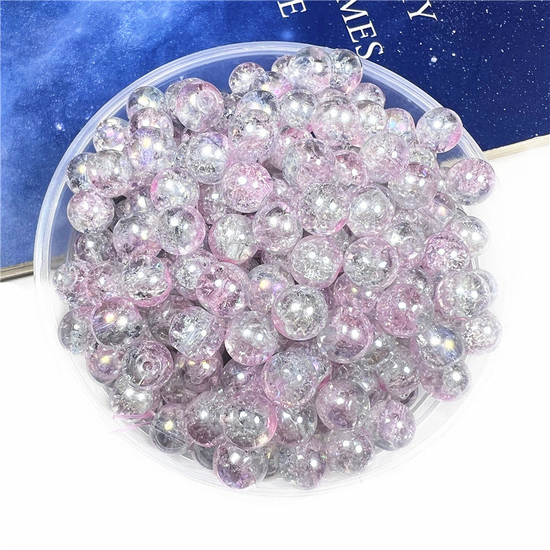 Crackle Flower Glass Beads 8mm Soft Purple Blue Gradient 3 Strands 46