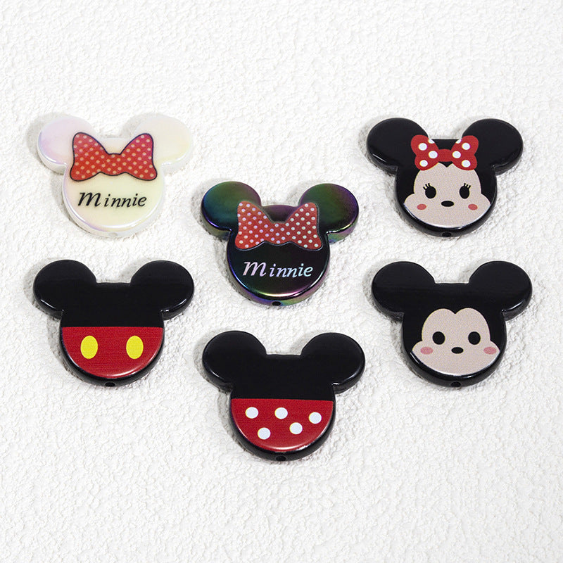 Flat Mickey Minnie Acrylic Beads 40mm Double-Sided 10pcs 3