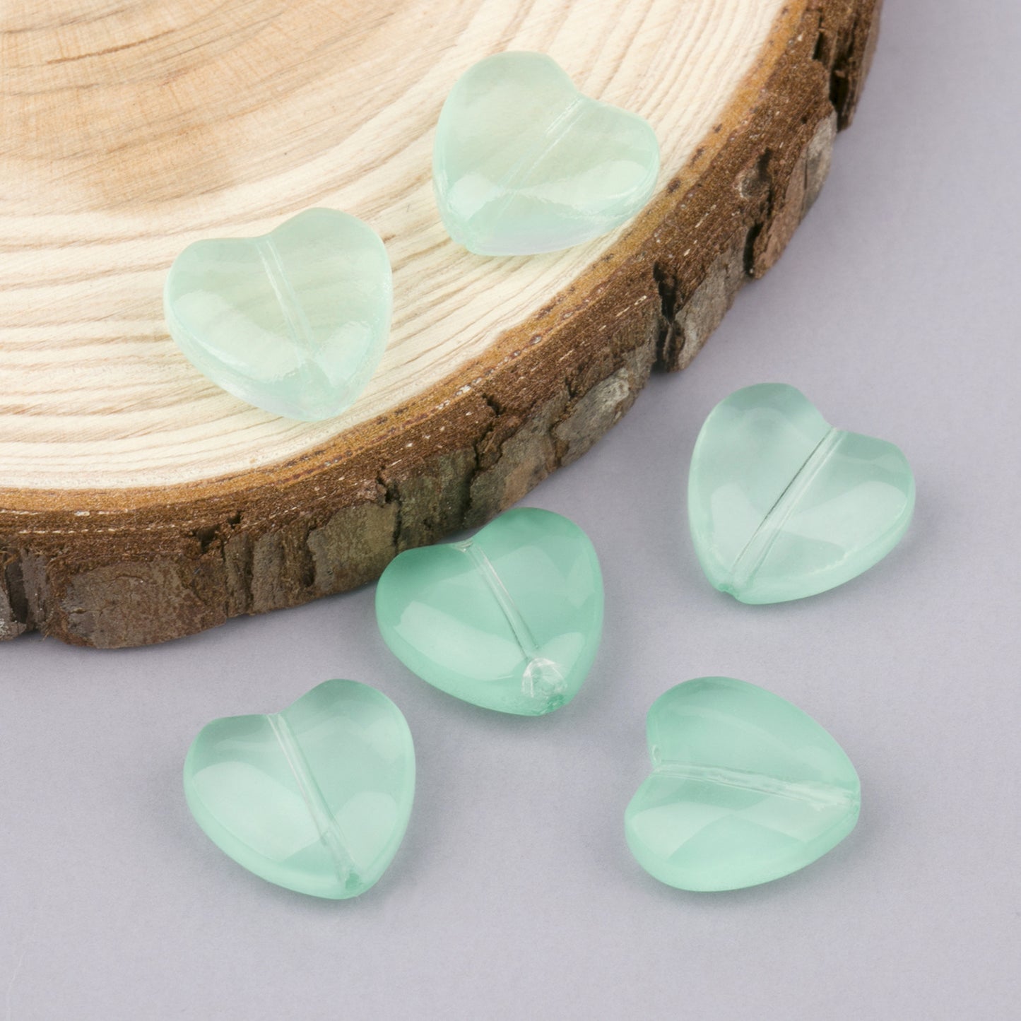 Colored Heart-Shaped Transparent Glass Beads 12mm 20pcs 7