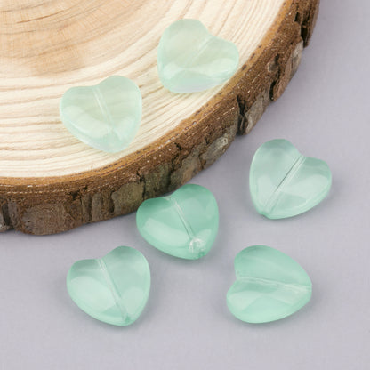 Colored Heart-Shaped Transparent Glass Beads 12mm 20pcs 7