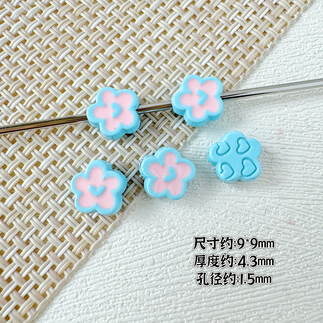 Spoon and Flower Metal Beads 15mm and 9mm Baking Painted 20pcs 18