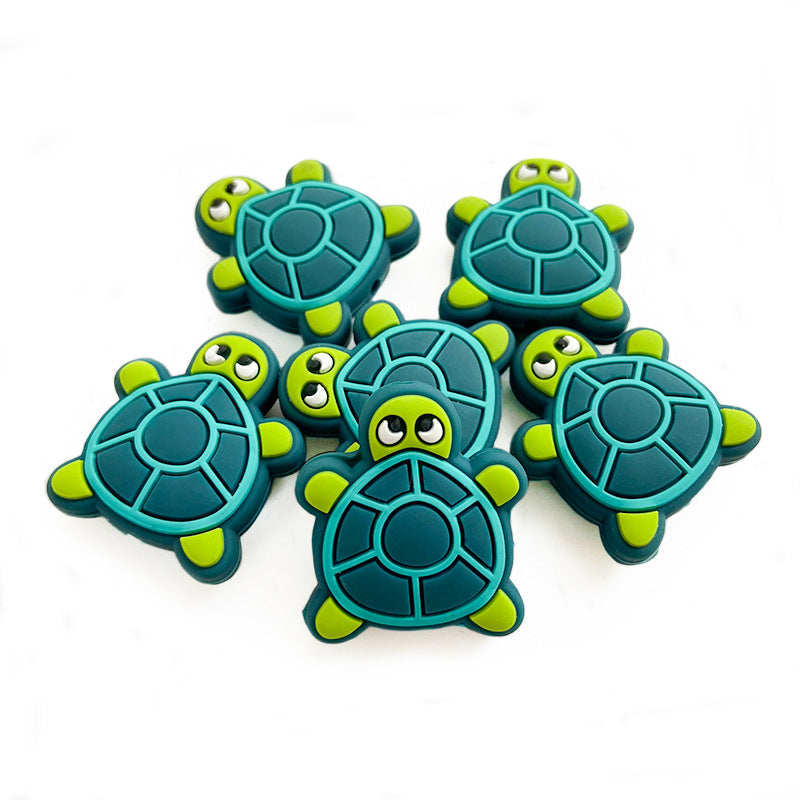 Silicone Focal Beads Turtle Layered Shell Detail 20pcs 2