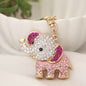 Rhinestone Elephant Keychain Metal Alloy Cute Colorful Charm 7