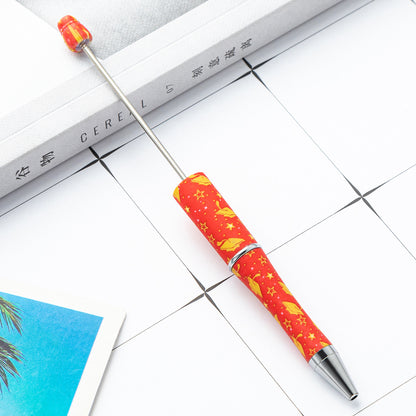 Beadable Pen Plastic Black Barrel Golden Caps Printed Graduation 8