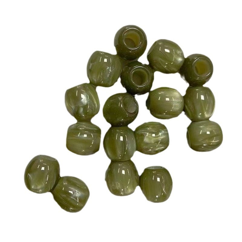 Fluid Glitter Resin Barrel Beads 12mm Natural Shimmer Large Hole 100pcs 5