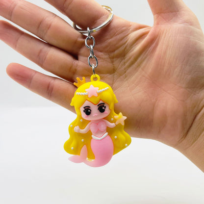 Soft Rubber Mermaid Keychain Pastel Colors Starfish Charm 8