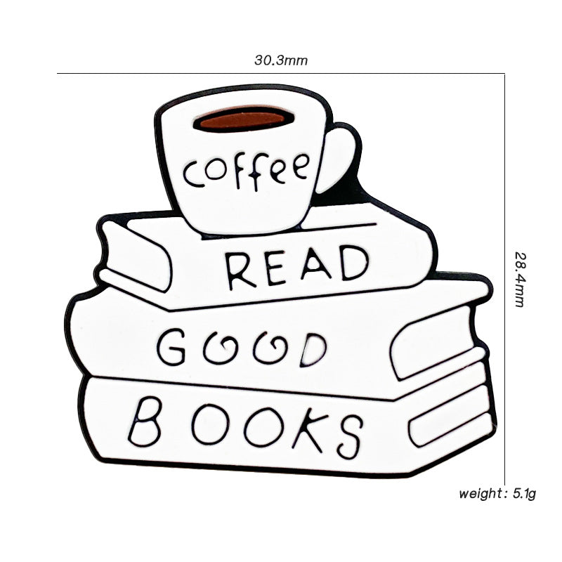 Silicone Focal Beads Coffee Book Stack with Text 20pcs