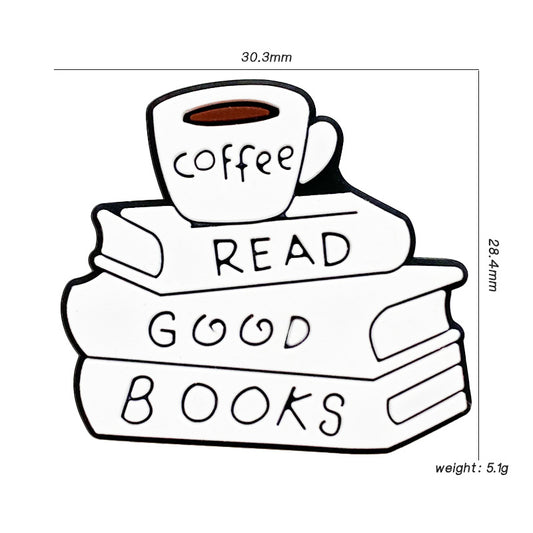 Silicone Focal Beads Coffee Book Stack with Text 20pcs