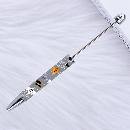 Beadable Pen Plastic Halloween Printed Pumpkin Ghost Spider Bat 10