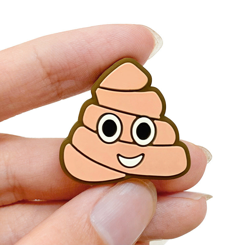 Silicone Focal Beads Poop Brown Cheerful Faces 20pcs 4