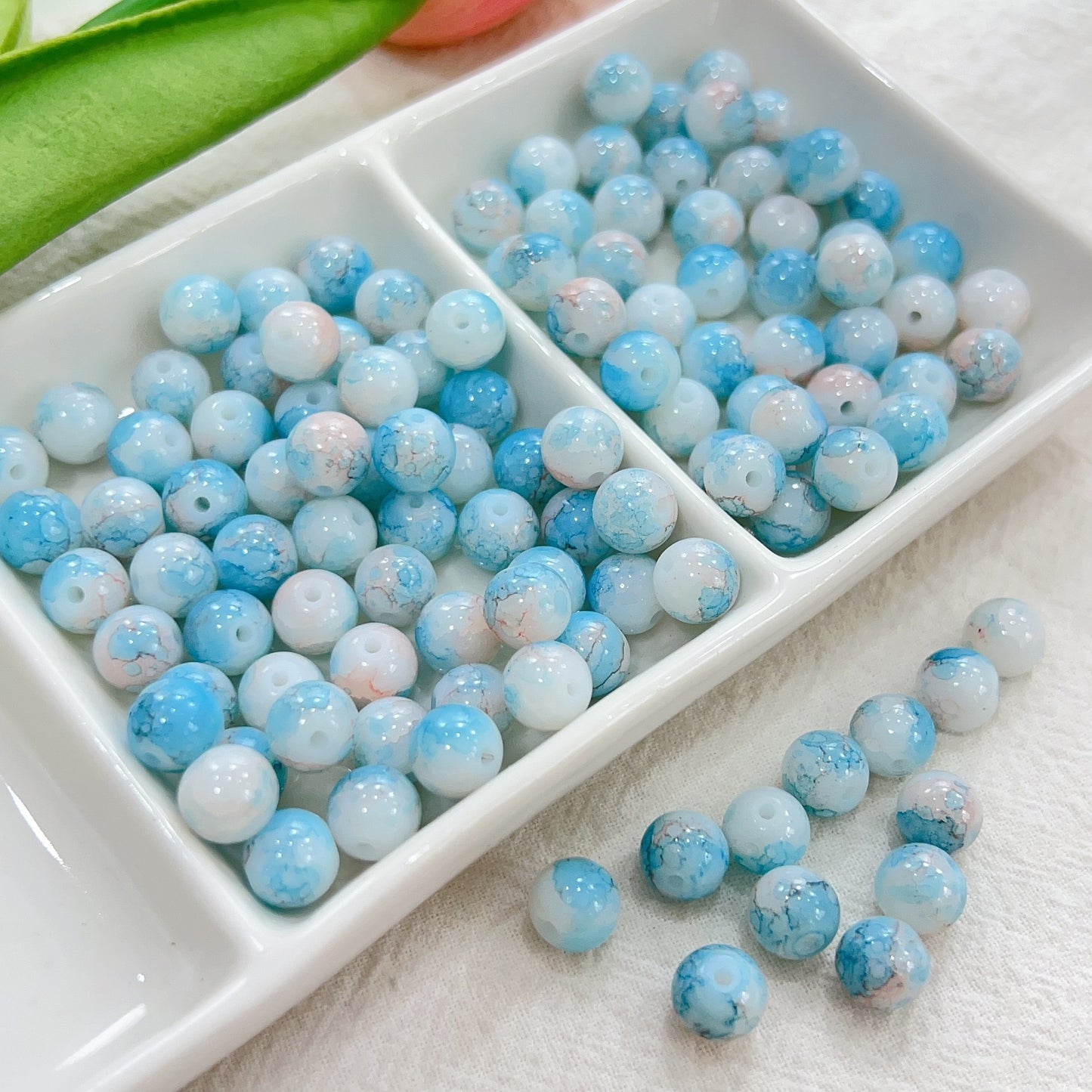 Czech Glass Beads Round 8mm Ink Painting Gradient Pastel 100pcs 3