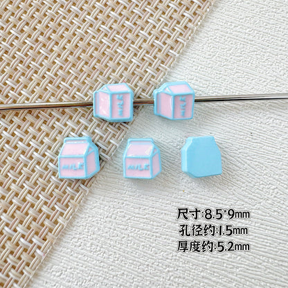 Camera Milk Carton Painted Metal Beads Glossy Enamel 20pcs 17