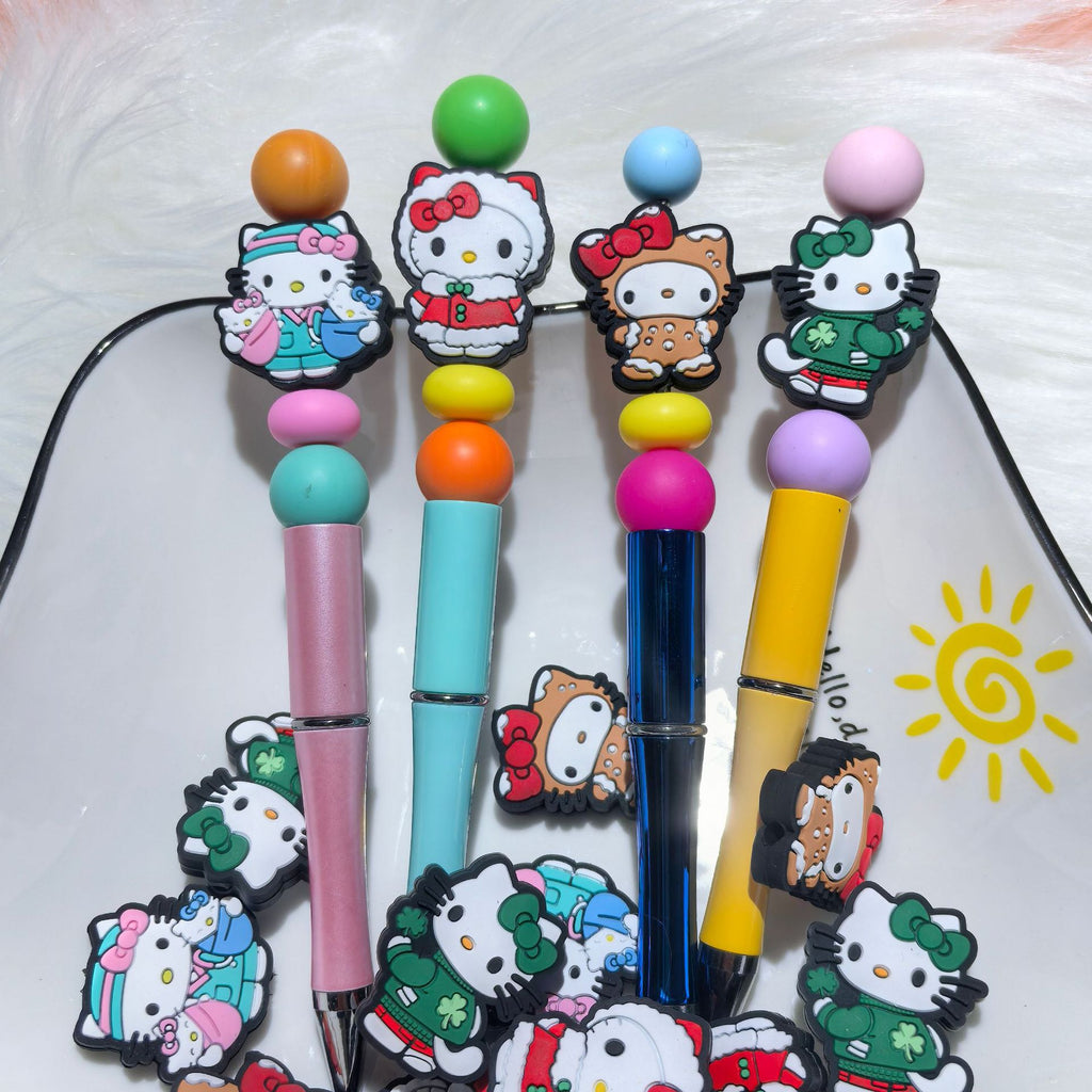 Silicone Focal Beads Kitty Cat Faces Colorful Expressions 20pcs 2