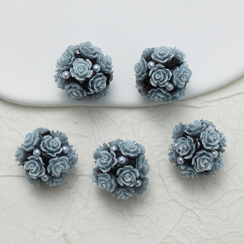 Embellished Flower Cluster Clay Beads 20mm Gradient Rose 10pcs 35