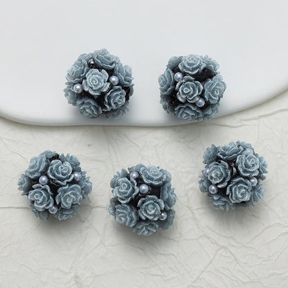 Embellished Flower Cluster Clay Beads 20mm Gradient Rose 10pcs 35