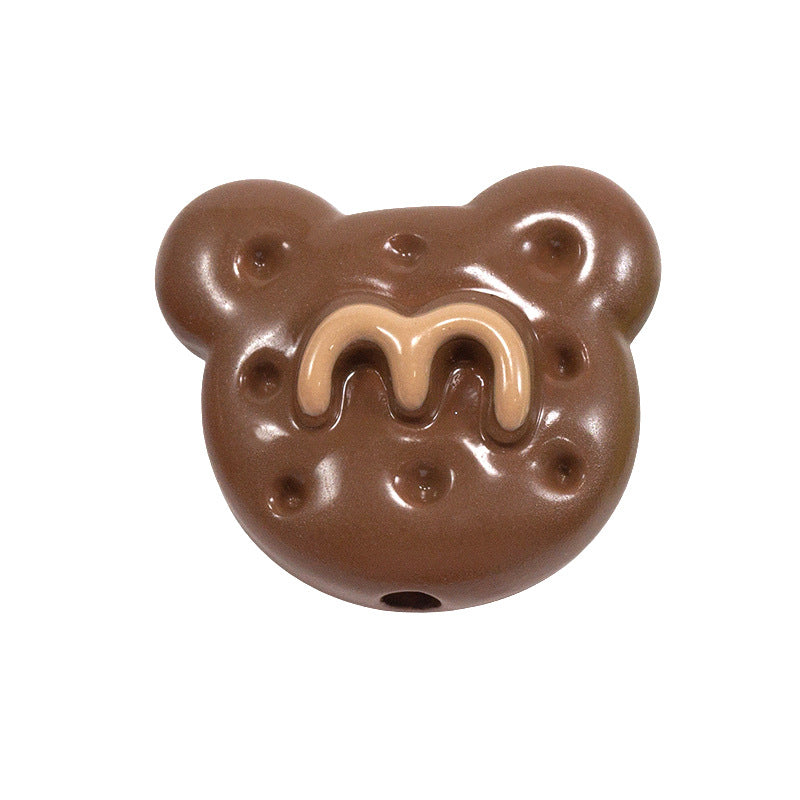 Hand Painted Bear Acrylic Beads 25mm Glossy Colorful 10pcs 17