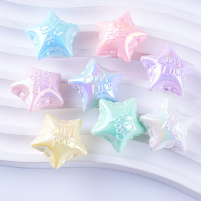 UV Plating Balloon Shaped Heart Star Acrylic Beads 25mm Glossy Pastel 50pcs 23