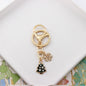 Alloy Christmas Santa Claus Snowflake Keychain Polished Gold Tone 11