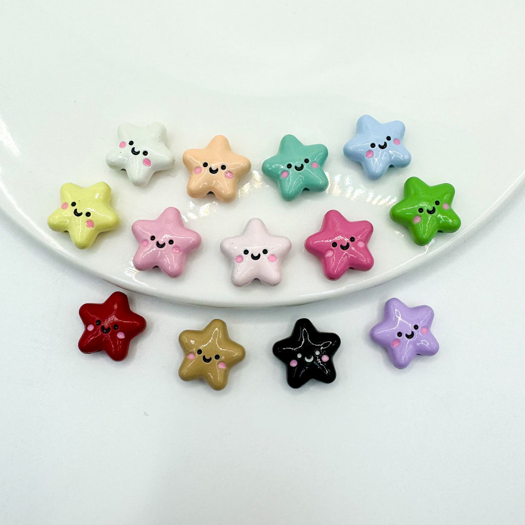 Star Metal Beads 13mm Glossy Painted Smiley Face 10pcs 3