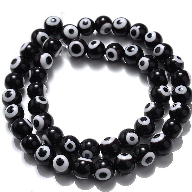 Millefiori Evil Eye Round Lampwork Glass Beads 6mm 124pcs 14