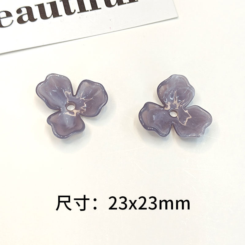 Three-Petal Flower Acrylic Beads 23mm Translucent Mixed Colors 100pcs 4