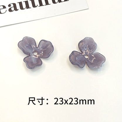 Three-Petal Flower Acrylic Beads 23mm Translucent Mixed Colors 100pcs 4