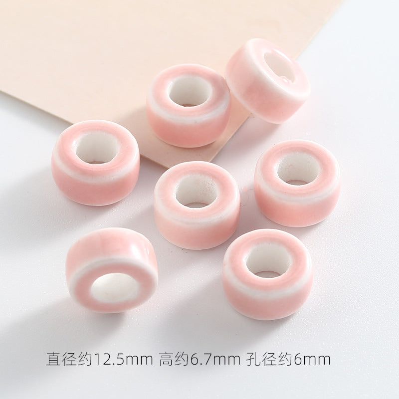Ceramic Round Spacer Beads 12mm Candy Color Large Hole 50pcs 7