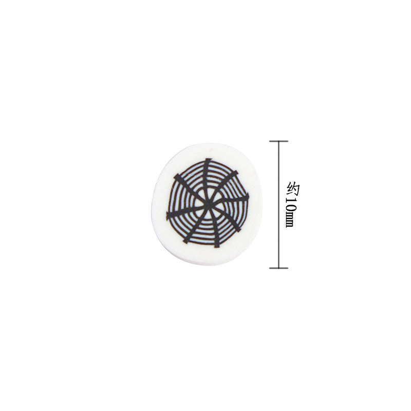 Flat Clay Beads 10mm Halloween Spider Web Design 100pcs 3