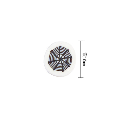 Flat Clay Beads 10mm Halloween Spider Web Design 100pcs 3