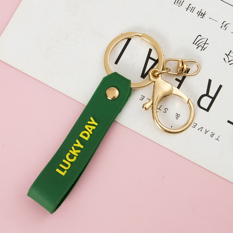 PVC Letter Wristlet Keychain Soft Rubber LUCKY DAY Print 8