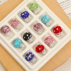 Polymer Clay Mushroom Rhinestone Beads 18mm Multicolor Crystal Caps 50pcs