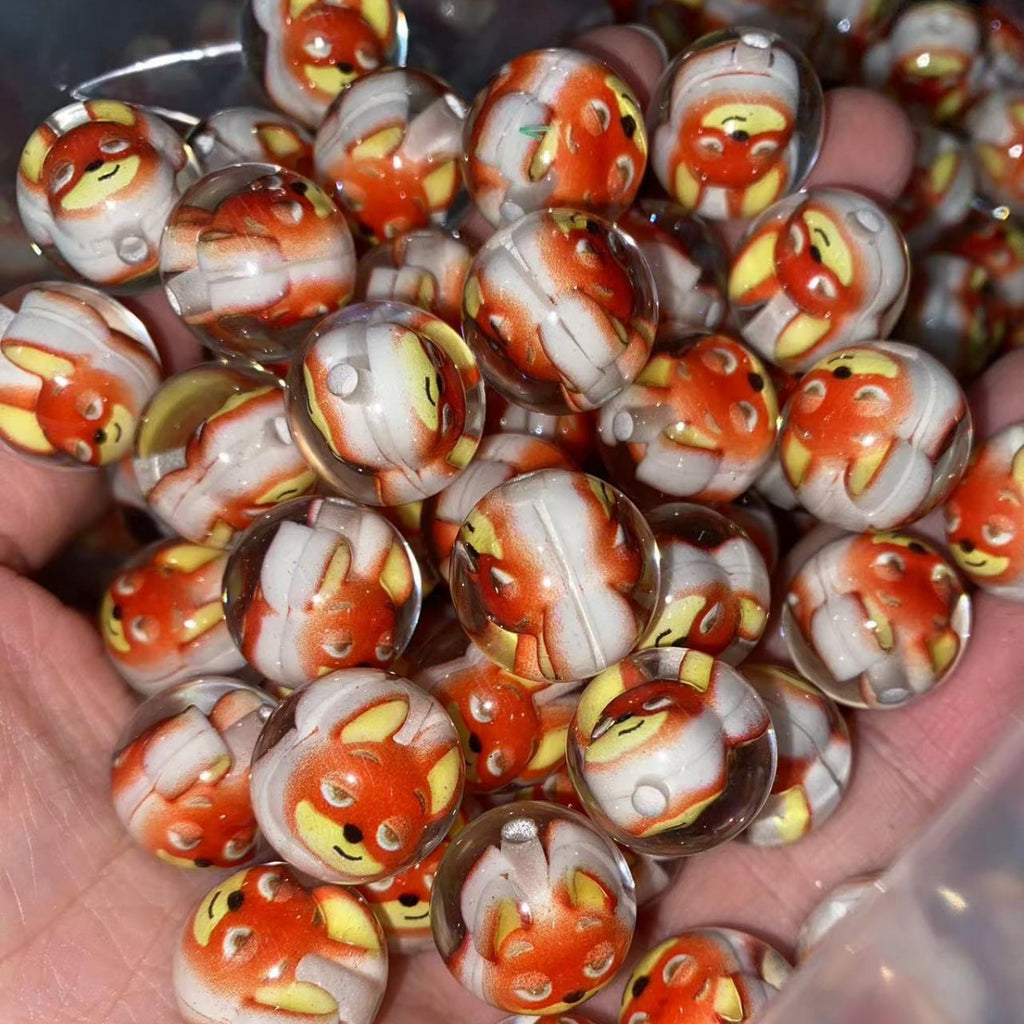 Clear Acrylic Round Beads 16mm Cartoon Figures 20pcs 4