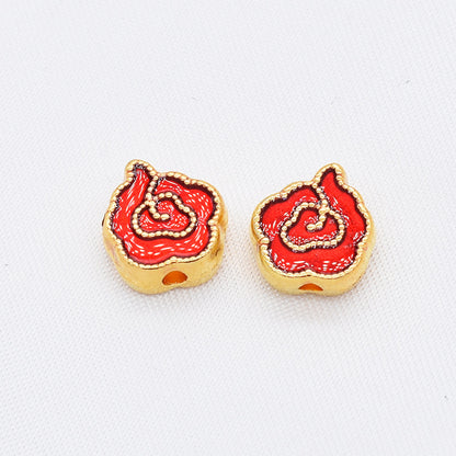 Irregular Cloud Metal Beads 10mm Gold Edged Enamel Plating 30pcs 5