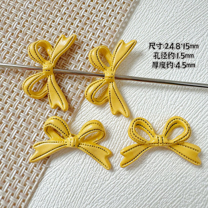 Bow Metal Beads 24mm Painted Lace Pastel Colors 20pcs 11