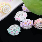 Flower Clay Beads 21mm Pastel Pearl Rhinestone Barrel 10pcs 2