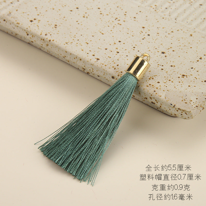 Colorful Polyester Fringe Tassel Keychain with Golden Cap 55mm 50pcs 25