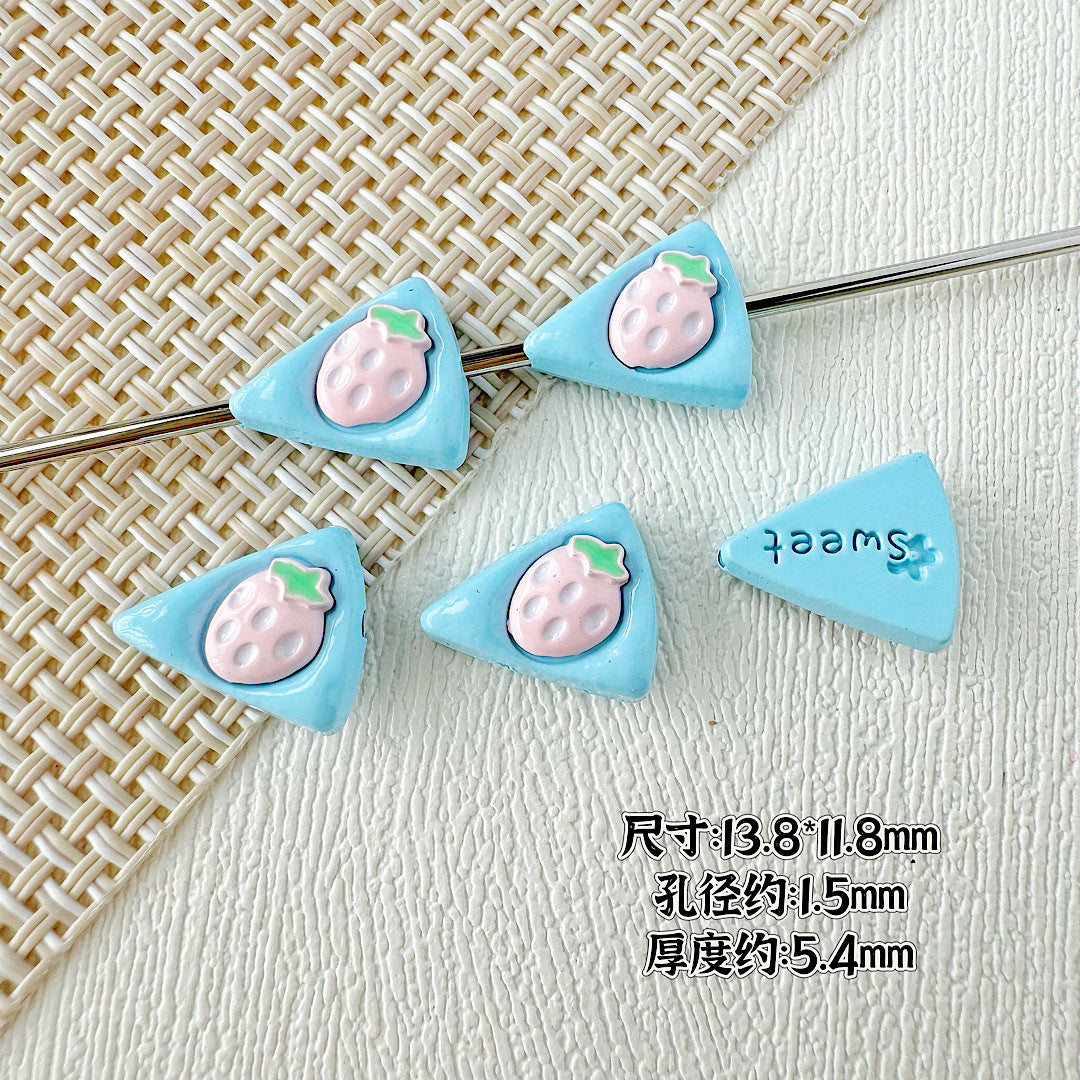 Baking Painted Duck and Strawberry Cake Metal Beads 13/10mm 20pcs 7