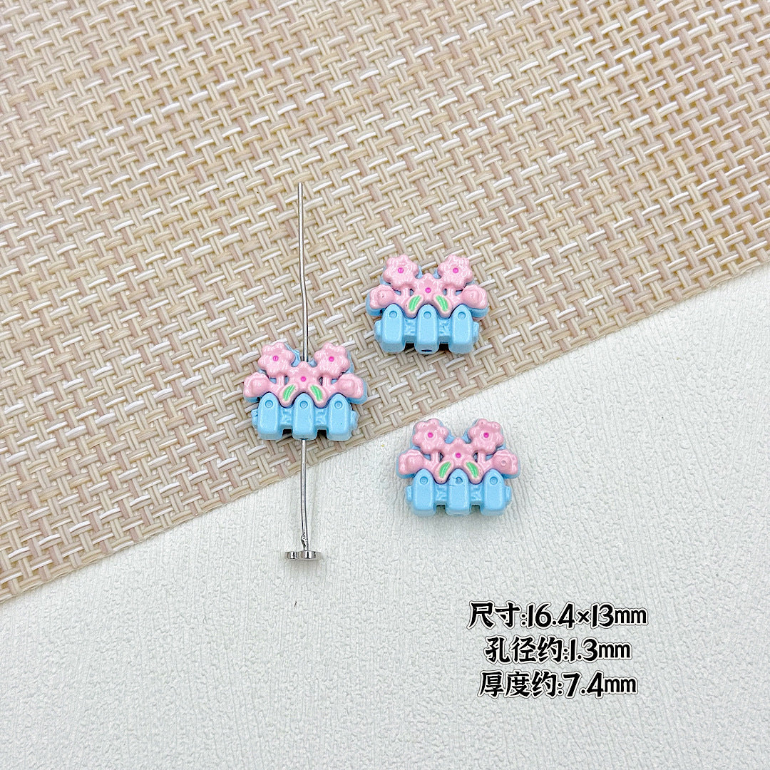 Flower Butterfly Metal Beads 16-20mm Baking Painted Glossy Finish 10pcs 6